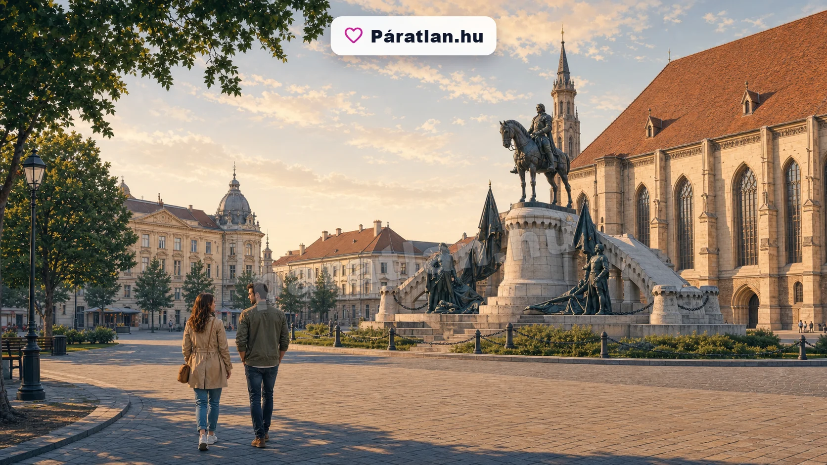 Kolozsvár városi hangulat egy sétáló párral